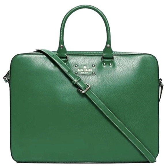 kate spade Handbags - NWT ♠️*kate spade*♠️ Wellesley Tanner Laptop Bag … *EMERALD* Pebbled Leather